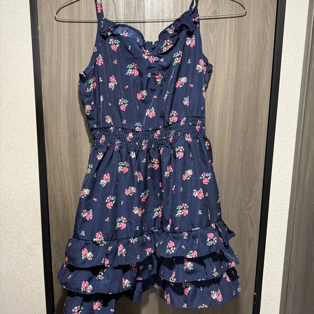 Floral Ruffle Dress in Navy and Pink Size 10/12